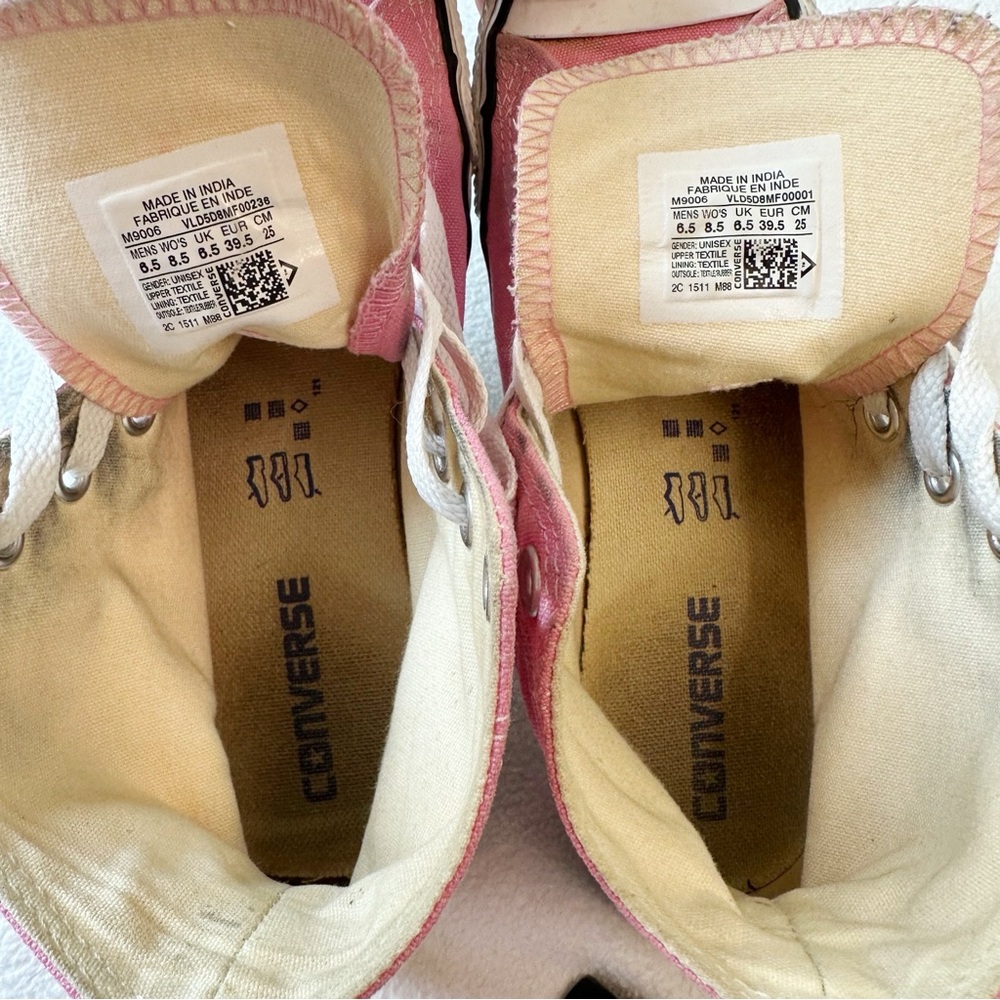 Converse Pink High Top Canvas All Star Chuck Taylor Sneakers EUC, size 8.5 - Picture 8 of 16